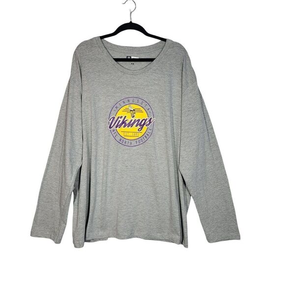 NFL Team Apparel Minneapolis Vikings Long Sleeve TShirt Women's Plus 2X Gray NEW - Picture 2 of 7